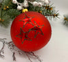 Red with stars glitter glass ball Christmas ornament, handmade XMAS decoration ChristmasboxStore