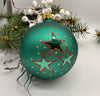 Green with stars glitter glass ball Christmas ornament, handmade XMAS decoration ChristmasboxStore