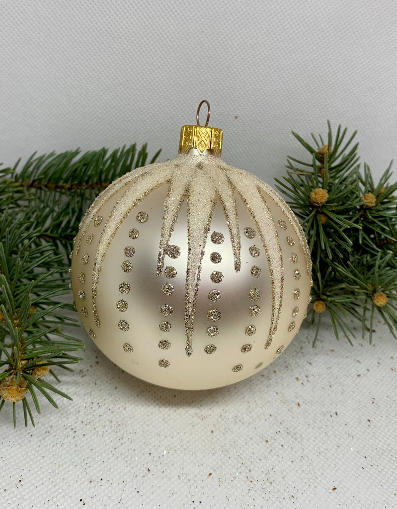 Beige glitter glass ball Christmas ornament, handmade XMAS decoration ChristmasboxStore
