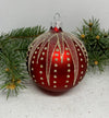 Red with silver glitter glass ball Christmas ornament, handmade XMAS decoration ChristmasboxStore