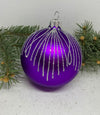 Purple with silver glitter glass ball Christmas ornament, handmade XMAS decoration ChristmasboxStore