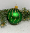 Green with gold glitter glass ball Christmas ornament, handmade XMAS decoration ChristmasboxStore