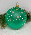 Green with polka dots glitter glass ball Christmas ornament, handmade XMAS decoration ChristmasboxStore
