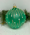 Green with silver glitter glass ball Christmas ornament, handmade XMAS decoration ChristmasboxStore