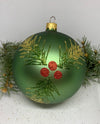 Green glitter glass ball Christmas ornament, handmade XMAS decoration ChristmasboxStore