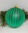 Green with silver glitter glass ball Christmas ornament, handmade XMAS decoration ChristmasboxStore
