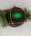 Green with lines glitter glass ball Christmas ornament, handmade XMAS decoration ChristmasboxStore