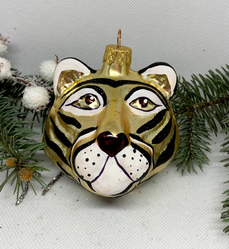 Tiger glass Christmas handmade ornament, Luxury Christmas glass decoration, Christmas tree glass ornament ChristmasboxStore