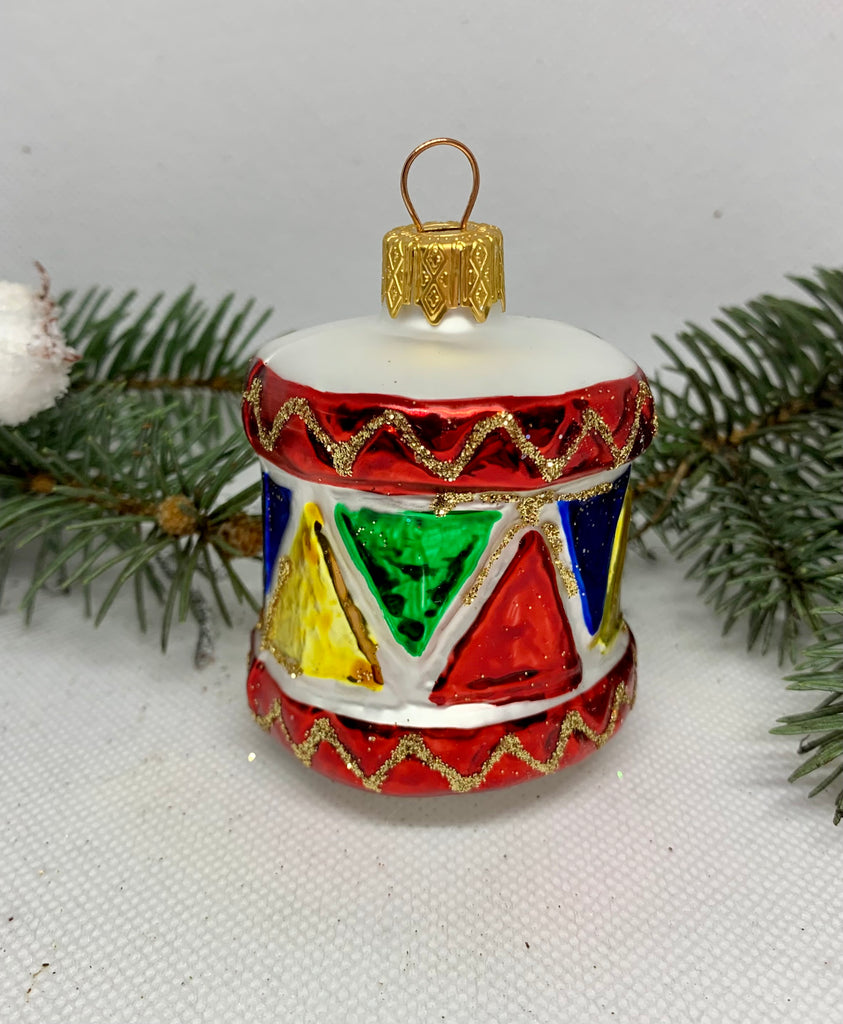 Multi-colored drum glass Christmas handmade ornament, Luxury Christmas glass decoration, Christmas tree glass ornament ChristmasboxStore
