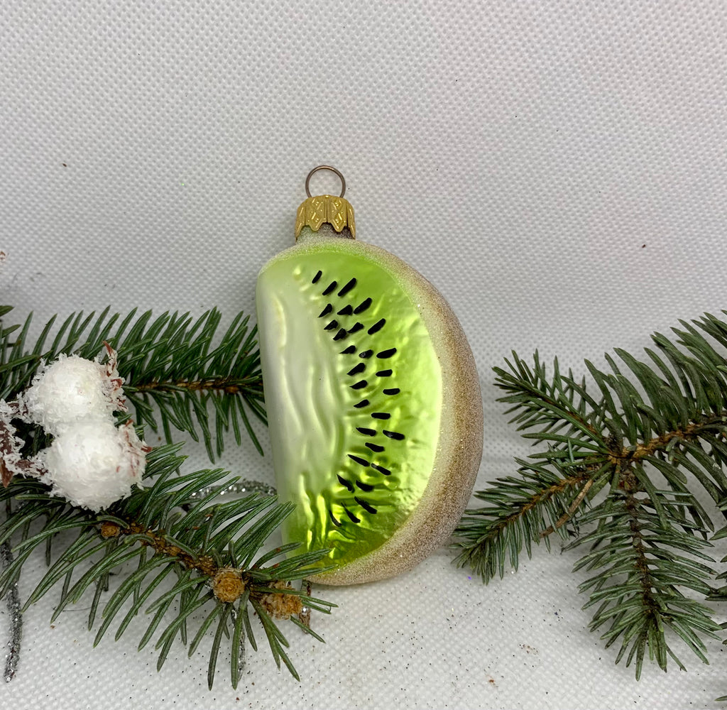 Kiwi slice glass Christmas handmade ornament, Luxury Christmas glass decoration, Christmas tree glass ornament ChristmasboxStore