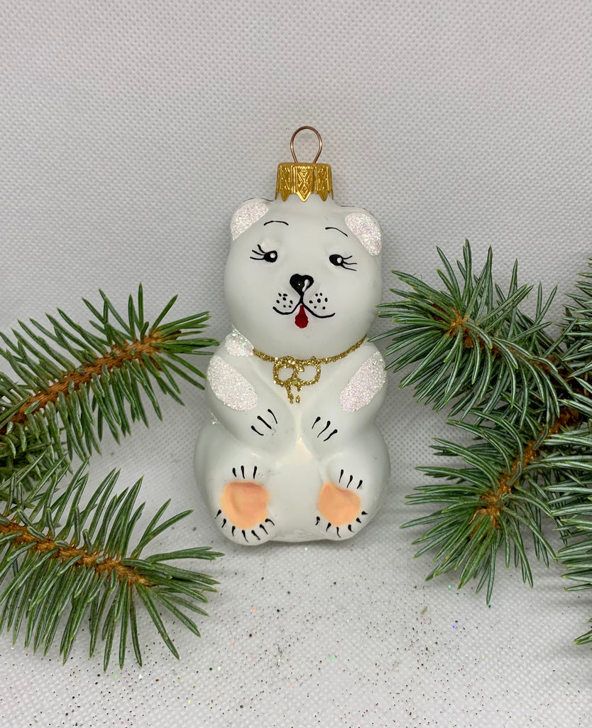 Polar bear glass Christmas handmade ornament, Luxury Christmas glass decoration, Christmas tree glass ornament ChristmasboxStore