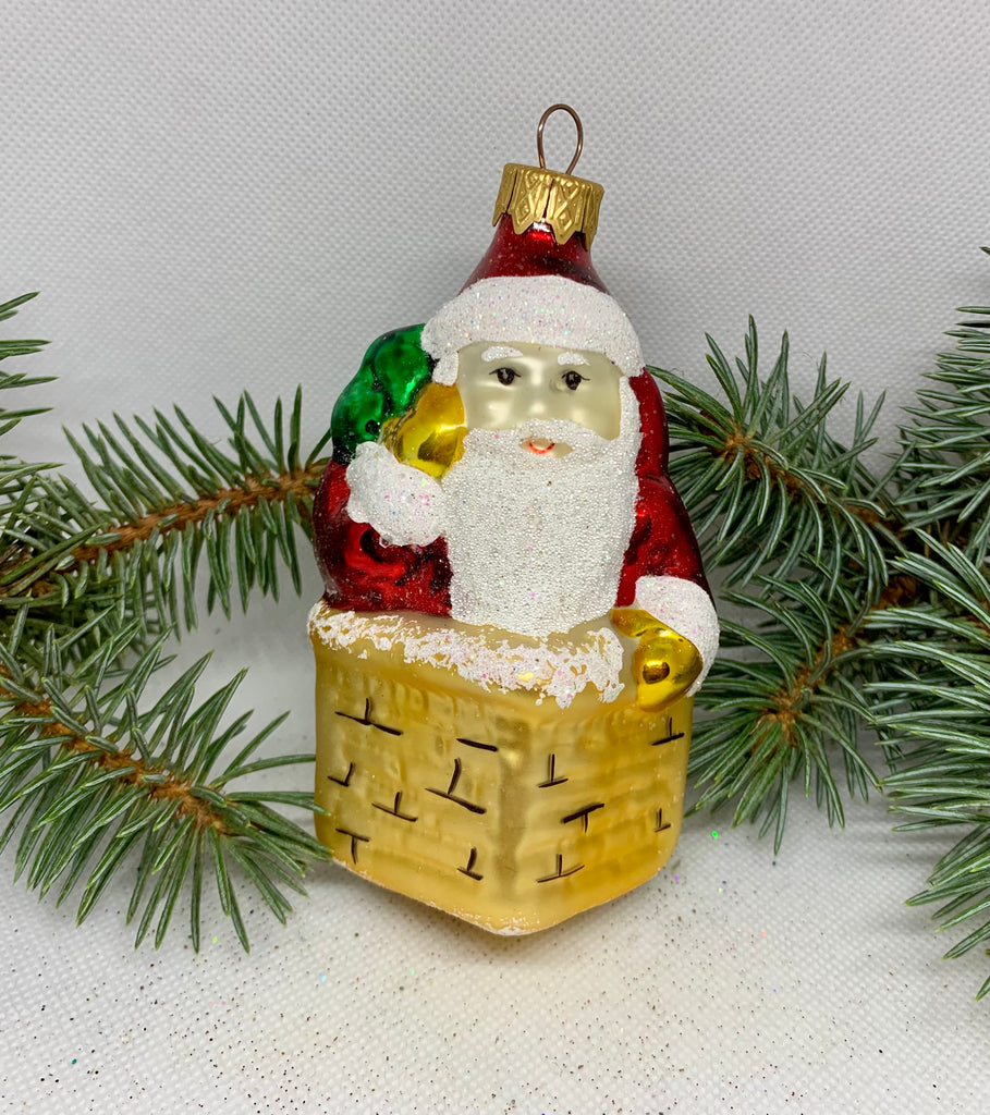 Santa Claus with a bag glass Christmas handmade ornament, Luxury Christmas glass decoration, Christmas tree glass ornament ChristmasboxStore