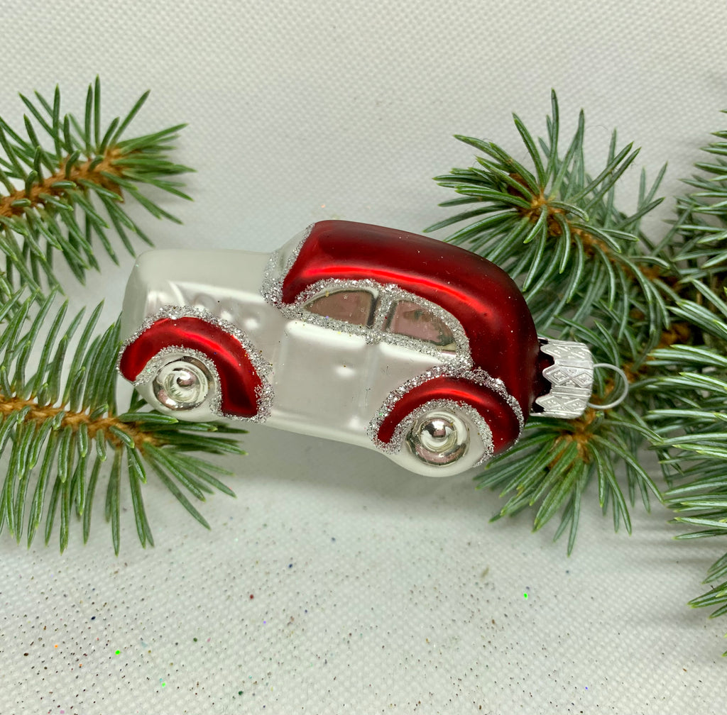 Car red and silver glass Christmas handmade ornament, Luxury Christmas glass decoration, Christmas tree glass ornament ChristmasboxStore