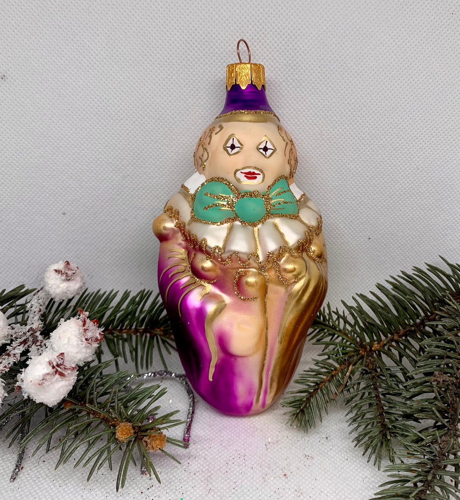 Pot-bellied clown glass Christmas handmade ornament, Luxury Christmas glass decoration, Christmas tree glass ornament ChristmasboxStore