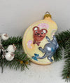 Mice on cheese glass Christmas handmade ornament, Luxury Christmas glass decoration, Christmas tree glass ornament ChristmasboxStore