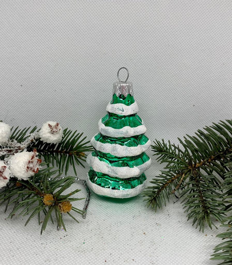 Green and white tree glass Christmas handmade ornament, Luxury Christmas glass decoration, Christmas tree glass ornament ChristmasboxStore