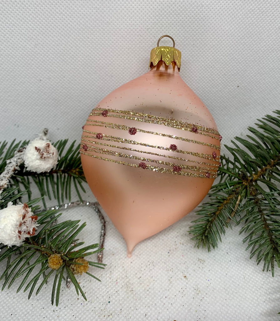 Toy pink with glitter glass Christmas handmade ornament, Luxury Christmas glass decoration, Christmas tree glass ornament ChristmasboxStore