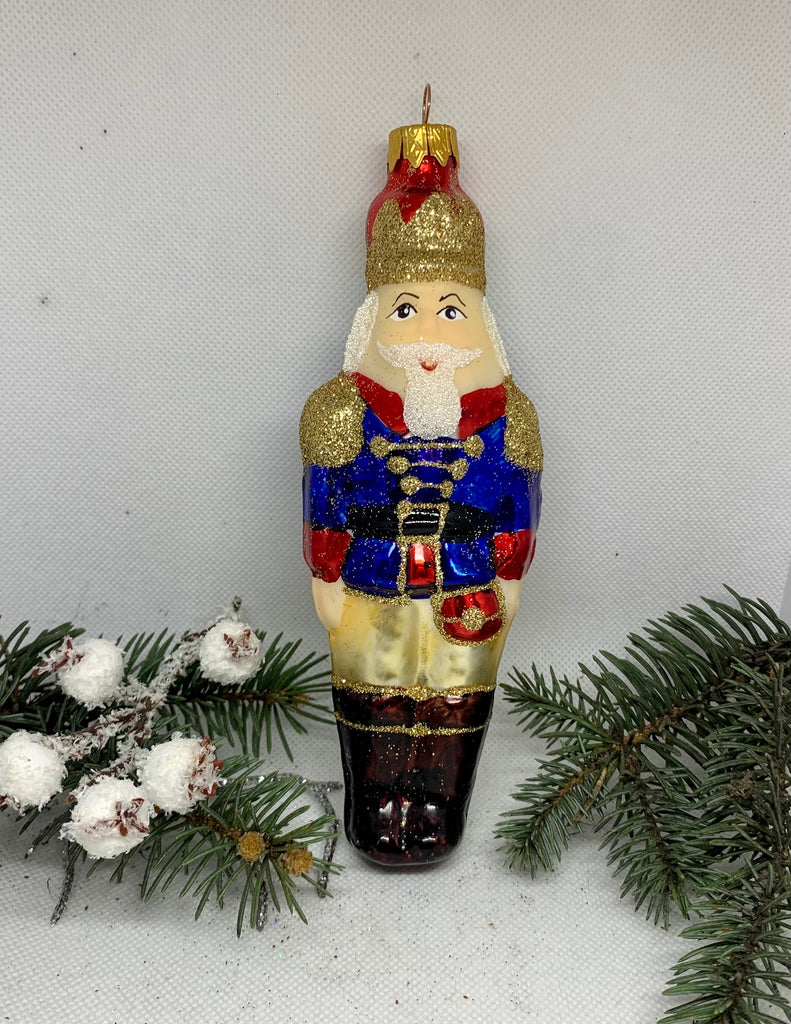 Nutcracker in blue jacket glass Christmas handmade ornament, Luxury Christmas glass decoration, Christmas tree glass ornament ChristmasboxStore