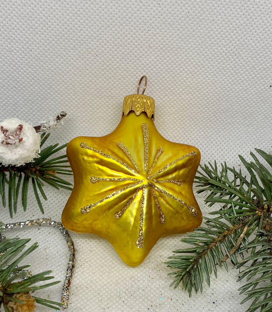 Star gold glass Christmas handmade ornament, Luxury Christmas glass decoration, Christmas tree glass ornament ChristmasboxStore