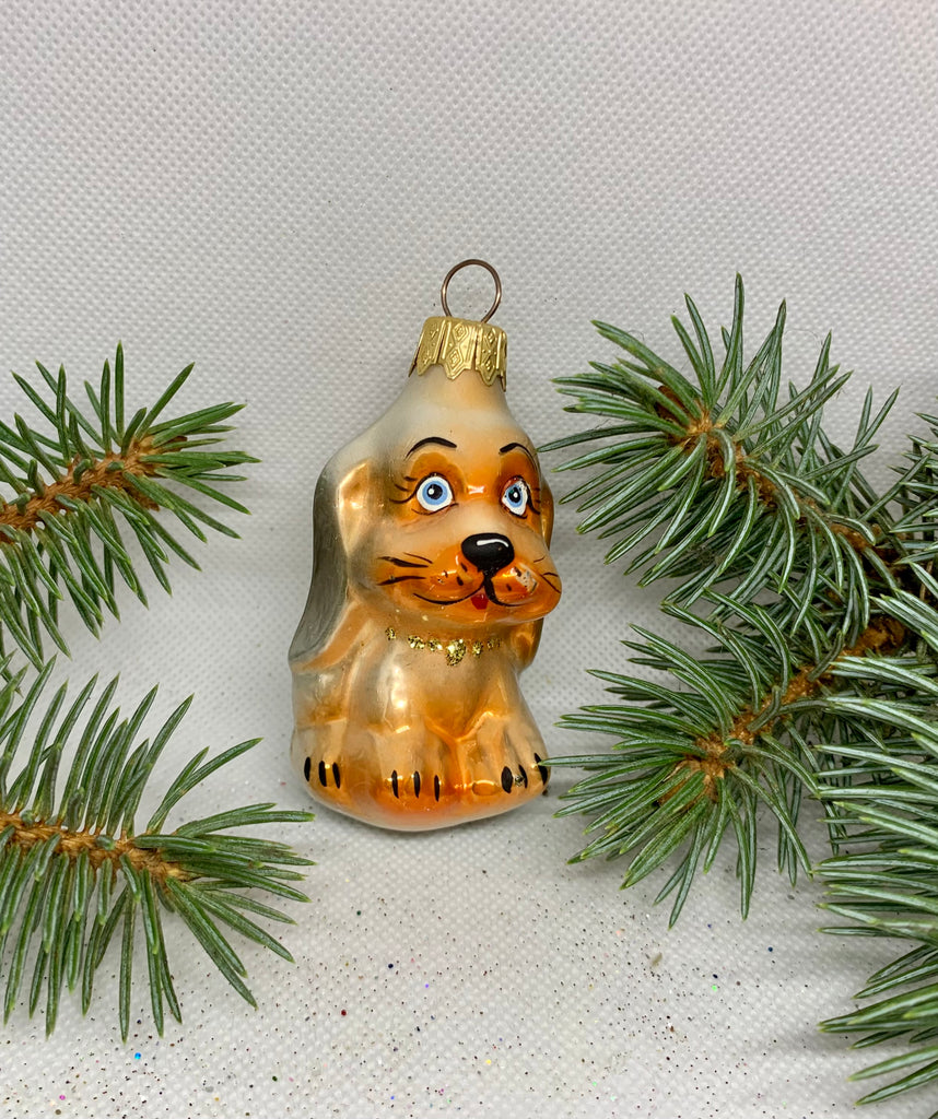 Puppy gold and silver glass Christmas handmade ornament, Luxury Christmas glass decoration, Christmas tree glass ornament ChristmasboxStore