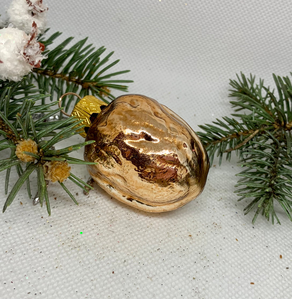 Nut gold glass Christmas handmade ornament, Luxury Christmas glass decoration, Christmas tree glass ornament ChristmasboxStore