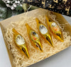 Gold Christmas set of 4 reflector ornaments with gifted box mercury Christmas traditional decorations ChristmasboxStore