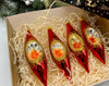 Red Christmas set of 4 reflector ornaments with gifted box mercury Christmas traditional decorations ChristmasboxStore