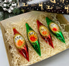 Red and Green Christmas set of 4 reflector ornaments with gifted box mercury Christmas traditional decorations ChristmasboxStore