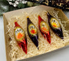 Purple and Red Christmas set of 4 reflector ornaments with gifted box mercury Christmas traditional decorations ChristmasboxStore