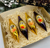 Purple and Gold Christmas set of 4 reflector ornaments with gifted box mercury Christmas traditional decorations ChristmasboxStore