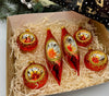 Red Christmas set of 6 reflector ornaments with gifted box mercury Christmas traditional decorations ChristmasboxStore