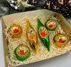 Green and Gold Christmas set of 6 reflector ornaments with gifted box mercury Christmas traditional decorations ChristmasboxStore