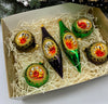Green and Purple Christmas set of 6 reflector ornaments with gifted box mercury Christmas traditional decorations ChristmasboxStore