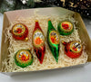 Red and Green Christmas set of 6 reflector ornaments with gifted box mercury Christmas traditional decorations ChristmasboxStore