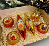 Red and Gold Christmas set of 6 reflector ornaments with gifted box mercury Christmas traditional decorations ChristmasboxStore