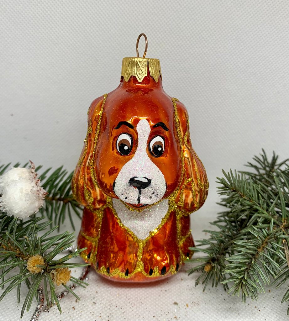 Brown puppy glass Christmas handmade ornament, Luxury Christmas glass decoration, Christmas tree glass ornament ChristmasboxStore