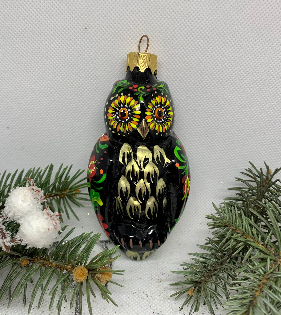 Multicolored owl glass Christmas handmade ornament, Luxury Christmas glass decoration, Christmas tree glass ornament ChristmasboxStore