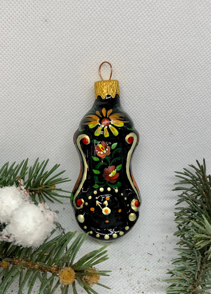 Clock black glass Christmas handmade ornament, Luxury Christmas glass decoration, Christmas tree glass ornament ChristmasboxStore
