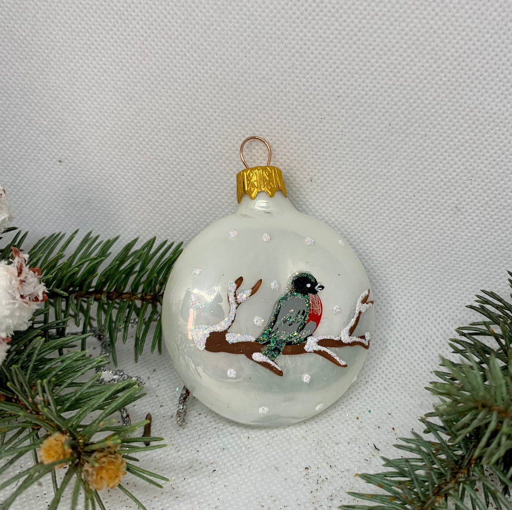 Bird on a branch glass Christmas handmade ornament, Luxury Christmas glass decoration, Christmas tree glass ornament ChristmasboxStore