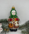 Girl with bagels in a green scarf glass Christmas handmade ornament, Luxury Christmas glass decoration, Christmas tree glass ornament ChristmasboxStore