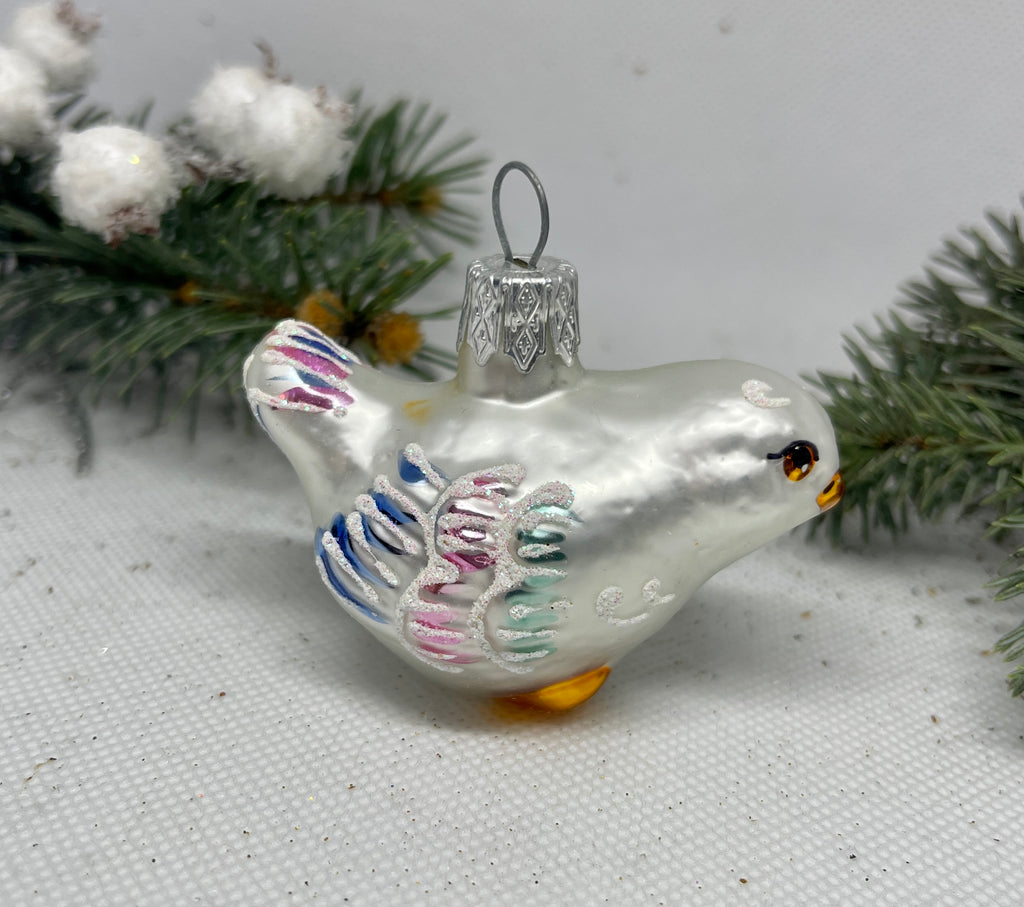 Bird silver glass Christmas handmade ornament, Luxury Christmas glass decoration, Christmas tree glass ornament ChristmasboxStore