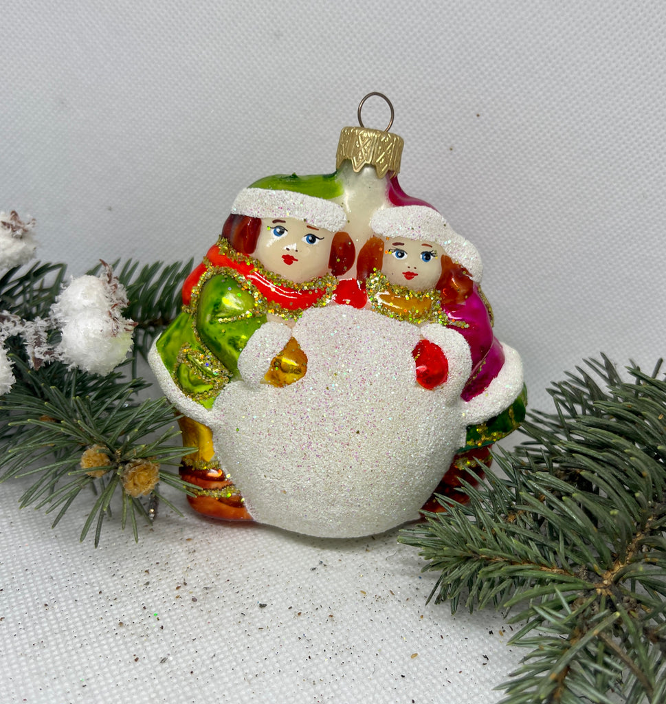 Children make snowman glass Christmas handmade ornament, Luxury Christmas glass decoration, Christmas tree glass ornament ChristmasboxStore