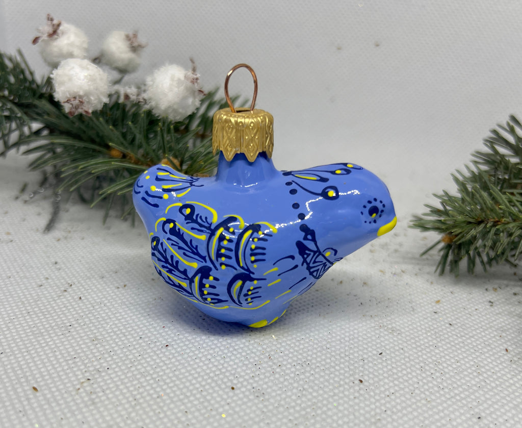 Bird blue glass Christmas handmade ornament, Luxury Christmas glass decoration, Christmas tree glass ornament ChristmasboxStore