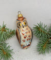 Owl brown and silver glass Christmas handmade ornament, Luxury Christmas glass decoration, Christmas tree glass ornament ChristmasboxStore