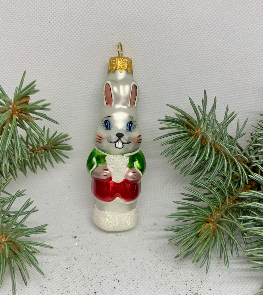 Bunny from the cartoon glass Christmas handmade ornament, Luxury Christmas glass decoration, Christmas tree glass ornament ChristmasboxStore