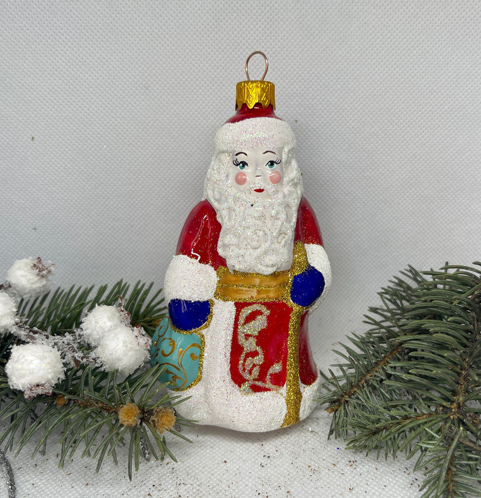 Santa Claus white and red glass Christmas handmade ornament, Luxury Christmas glass decoration, Christmas tree glass ornament ChristmasboxStore