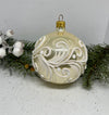 Pearl with white glitter glass ball Christmas ornament, handmade XMAS decoration ChristmasboxStore