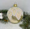 Pearl with white glitter glass ball Christmas ornament, handmade XMAS decoration ChristmasboxStore