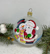 Santa Claus and Snowman hug glass ball Christmas ornament, Hand painted decoration ChristmasboxStore