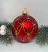 Red with gold and silver glitter glass ball Christmas ornament, handmade XMAS decoration ChristmasboxStore